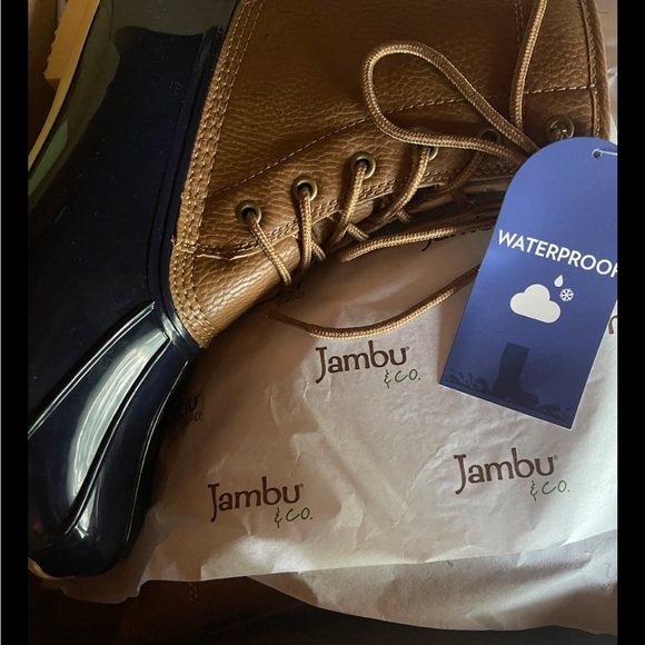 JBU by Jambu Women's Maplewood Waterproof Rain Mid Calf Boot TAN/NAVY New - Picture 7 of 7